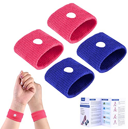 Akupressur Armband gegen Übelkeit, 4 Stück Anti-Übelkeit Armbänder für Seekrankheit Schwangerschaft Fliegen Reiseübelkeit ohne Nebenwirkungen ideal für Kinder Erwachsene Urlaub und Reisen (2-Paare)