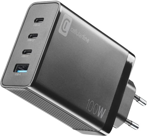 Cellularline - Nano GAN 100W - 100W Ladegerät mit 4 Anschlüssen - Gan Technologie