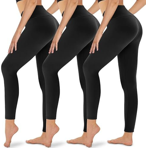 Gayhay 3er Pack Leggings Damen High Waist Sportleggings Blickdicht Sporthose für Sport Yoga Gym(Schwarz*3,L-XL)