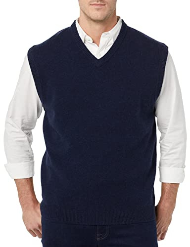 Amazon Essentials Gilet in Lana d'Agnello Uomo, Marina Militare, XL