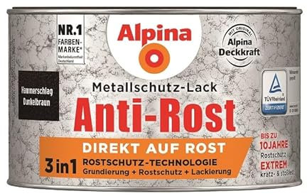 Alpina Metallschutzlack Anti-Rost Hammerschlag Dunkelbraun 300ml
