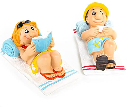 Deko-Figuren Urlauber-Pärchen, 2er Set: Mann & Frau Dekofiguren, Sommer, Meer, Strand & Urlaub, Maritime Dekoration Bad & Wohnzimmer, Maritimdeko Innen, Baddeko Maritim, Tischdeko, 9 x 5 x 5 cm
