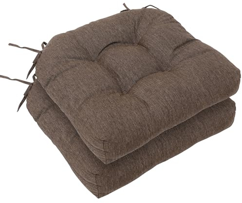 RACE LEAF 17 x 17 Patio Chair Seat Pads Brown - Outdoor/Indoor Patio Cushions Set of 2 - Replacement Cushions for Chairs and Seating - Olefin Seat Pads for Porch, Deck, and Garden Seats