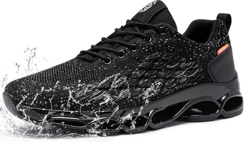FATES TEX Völlig Wasserdicht Laufschuhe Herren Sportschuhe Turnschuhe Walkingschuhe Fashion Outdoor Casual Schuhe Fitness Running Sneaker(B-Schneeflocke Schwarz,46 EU)