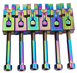 Guyker 6 Strings Guitar Bridge Saddles - Steel Saddles Genuine Replacement Compatible with Floyd Rose FR Tremolo System - Chameleon rainbow