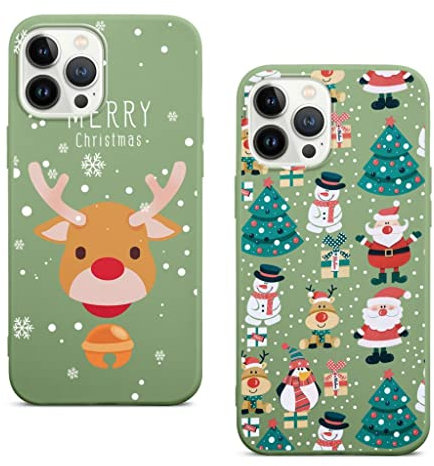 Phoona [2 Pezzi] Natale Cover per Apple iPhone 11 Pro 5,8, Custodia in Silicone Verde Matte con Babbo Natalizia Modello Disegni, Ultra Sottile Morbido TPU Antiurto Case Protettiva per iPhone 11 Pro