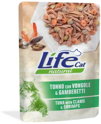 Life Cat Natural Tonno con Vongole e Gamberetti, busta 70g