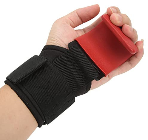 Luqeeg Ganci per Il Sollevamento Pesi, Impugnature per Sollevamento Pesi Protezione dei Polsi L'allenamento Forza Supporto Impugnature a Mano Cinghie Polso per L'allenamento in Palestra (Rosso)