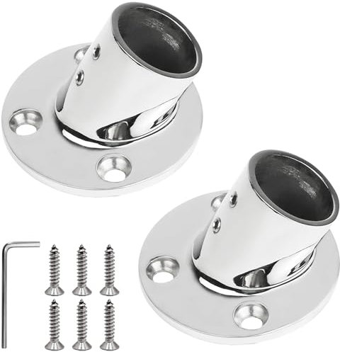 SHENGHUISS Boat Hand Rail Fitting Heavy Duty 316SS Marine Round Base with L Shape Hex Key and Screws Round Base 90° 7/8 inch 2 Pack