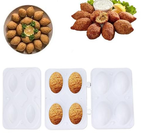 Tissting Kibbeh Moule à Pain de Viande 4 Grilles Rouleaux Maker Presse Manuel Processeur de Moule à Boulettes de Viande Outil Accessoires de Cuisine pour la Fabrication de Kibbeh Frits