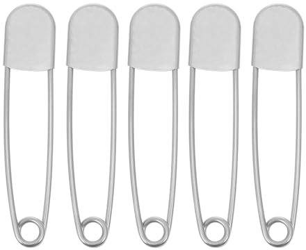 VILLCASE 5 Pièces Épingles à Nourrice, Grosse Épingle Couvertures Broches Attaches Châle Serrure à Ressort De Vêtements Broche à Boucle De Pull Fournitures De Lessives Acier Épingles Sûreté de Bébé