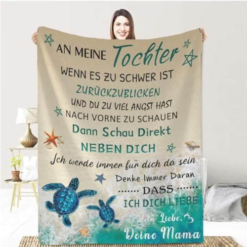 Aevmsor Personalisierte Flanell Briefdecke, Mama und Papa zu Tochter Kuscheldecke Flauschige Geschenk, Luftpost Decke Positiv Ermutigen Sie Ihre Tochter zur Liebe Geeignet für Sofa Reisen