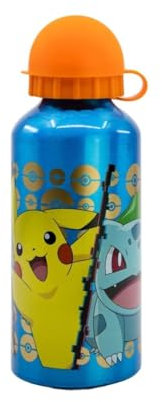 My sweety pop - Gourde - Aluminium - Pour enfant - Crèche - Maternelle - Ecole - Vacances - Repas - 17,5 cm – 400 ml - Hydratation - Idée Cadeau (Pokémon - Bleu)