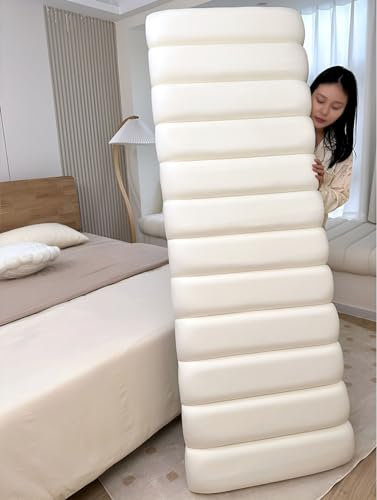Bett Kopfteil Gepolstert Samt, Wandpolster Kinderzimmer Wandkissen Selbstklebend 140cm 160cm 180cm, Wandpaneele Gepolstert für Wandkissen Lesekissen Bett Kopfteil ( Color : White , Size : 135*62*10cm