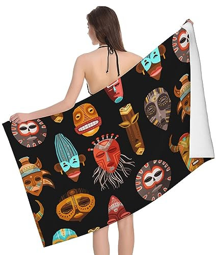 African Ritual Ethnic Tribal Badetuch Strandtuch, groß, weich, personalisierbar, hohe Mikrofaser, saugfähige Badetücher