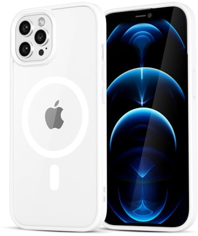 LoeoeL for iPhone 12 Pro Max Case Clear Mag Safe, Ultra Thin Slim Cover Magnetic Compatible with Magsafe Phone Case for Women Men Girl, Cute Soft TPU Silicone & Transparent Hard Plastic, White