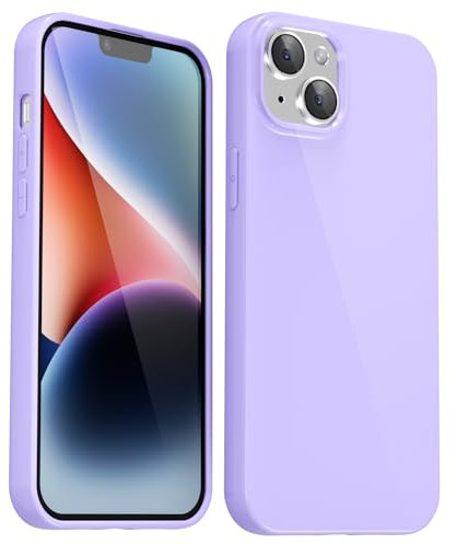 Svanove for iPhone 14 Plus Case Silicone, Glossy Soft Rubber Gel Jelly Cute Protective Plastic Simple Plain Phone Case Cover for Women Girl, Slim Thin Flexible Shockproof TPU, Lilac Purple Lavender
