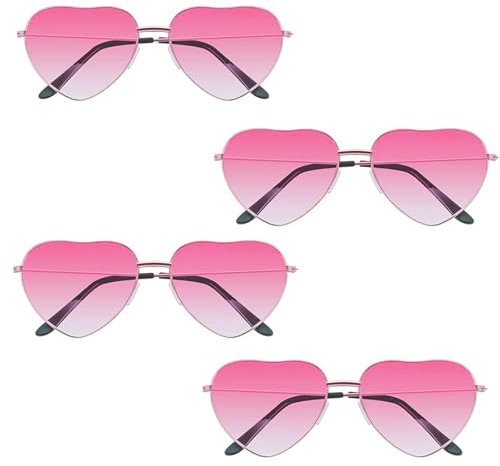 YSBCNK 4 Pcs Heart Sunglasses, Heart Sunglasses Womens, Heart Shaped Sunglasses, Vintage 90s Sunglasses For Women, Parties, Beach, Rose Gold Frame Sunglasses