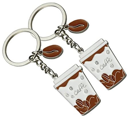 SOIMISS 4 Stück Kaffeetasse Schlüsselanhänger Auto Schlüsselanhänger Kaffeeschablonen Latte Art Charm Schlüsselanhänger Kaffee-schlüsselanhänger Kaffeetassen-Charme Kette Metall Material