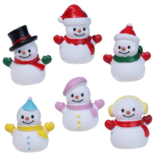 MUSISALY 6St Weihnachtsverzierung Schneemann-Dekoration Mini-Schneemann-Figur Schneemann-Sammelfigur winterdeko Cute Decoration weihnachtsschneemann dekor Weihnachtsfeier liefert Harz