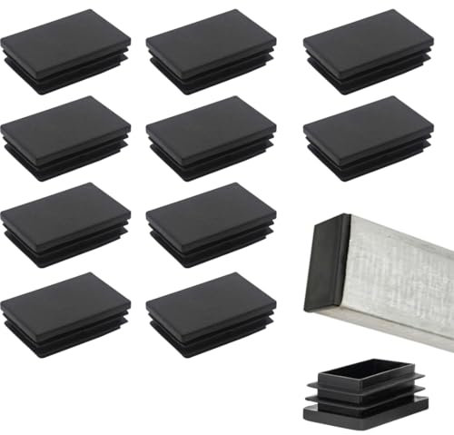 EIYVPRA 10 STK Lamellenstopfen 60x40 mm für Vierkantrohr, Vierkant Endkappen aus PE Kunststoff, Rohrstopfen zur Rohrabdeckung von Stahlrohr, Edelstahlrohr, Alurohr & Aluprofil, Quadratstopfen Schwarz