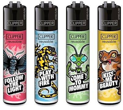 Clipper Feuerzeug 4er Set (Animal Slogan)