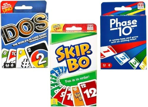 Mattel Dos, Phase 10 und Skip-Bo Kartenspiel, Combo 3er Pack