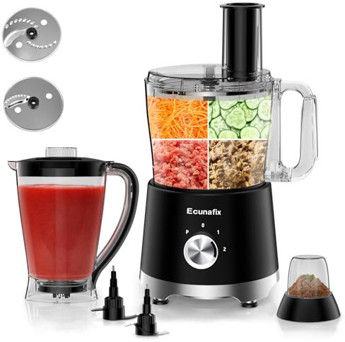 Robot da Cucina & Tritatore 1500W 2,5L mixer cucina con 2L Frullatore, 200ML Macinacaffè per Spremiagrumi, Cremazione di Ghiaccio, Macinazione, Tritare, Sminuzzare, Affettare& Preparazione di paste