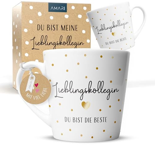 Amari® Kollegin Tasse - Geschenk für Arbeitskollegin - Dankeschön Tasse - Beste Kollegin Tasse - Kollegin Kaffeebecher - Teetasse für die Kollegin