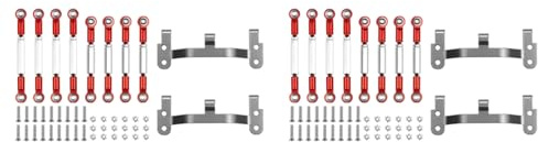Kznifmk 2 Set Upgrade Metal Pull Rod Link Rod Base Bracket B1 B14 B24 C14 C24 1/16 RC Car Spare Parts Accessories,Red