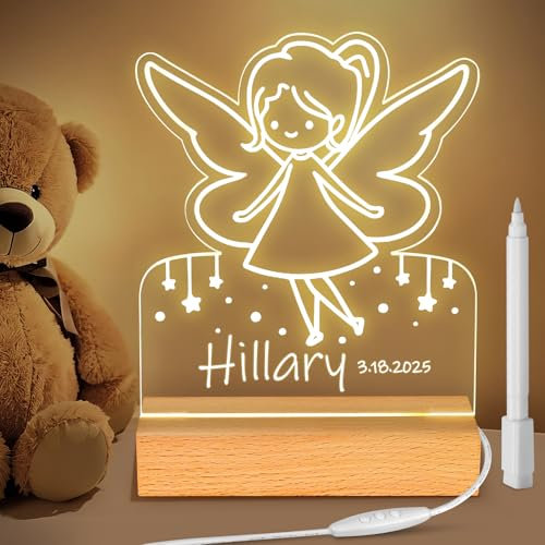 CENOVE Personalisiertes Nachtlicht für Babys, Elf Individuelle Nachttischlampe für Kinder, Personalisierte Geschenke Kinder, Babygeschenk, Geschenk zur Geburt