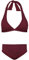 Aquarti Mädchen Bikini Set Bustier Bikinislip Zweiteiliger Badeanzug, Farbe: Zum Binden - Jacquard Punkte Rot Braun, Größe: 158