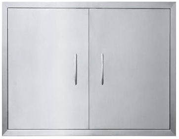 JIE JIN 30 W X 21 H Outdoor Kitchen Doors Double Doors Thickened 304 Brushed Stainless Steel BBQ Access Door BBQ Island Doors Outdoor Kitchen Accessories Door for Outdoor Kitchen BBQ Island