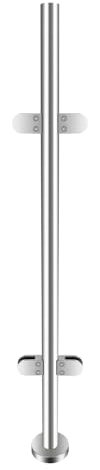 BJTDLLX Postes de acero inoxidable de 110 cm, pasamanos centrales, barandilla de cristal, barandilla para escaleras, para balcón, pasamanos plateados, pasamanos de seguridad para interior y exterior