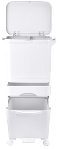 Genérico cubo De Basura De Reciclaje 3 Niveles Para Cocina, Cubo De Basura Con Ruedas Y Tapa, SistemaSeco-Húmedo, Capacidad 42L, Ideal Para Basura Cocina, Papelera Cocina