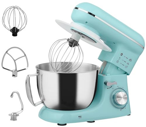 HOMCOM Stand Mixer, 4.5L Food Mixer for Baking, 6 Speeds and Pulse Setting, 1300W Cake Electric Whisk with Dough Hook, Whisk, Stainless Steel Bowl, Splash Guard, Beater, Blue
