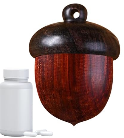 Pillenbox aus Holz – Pillen-Organizer im natürlichen Kiefernkranz-Stil, dekorative Reisepillenaufbewahrung | kompaktes Medikamentenetui mit sicherem Deckel, kleine Schmuckschatulle und