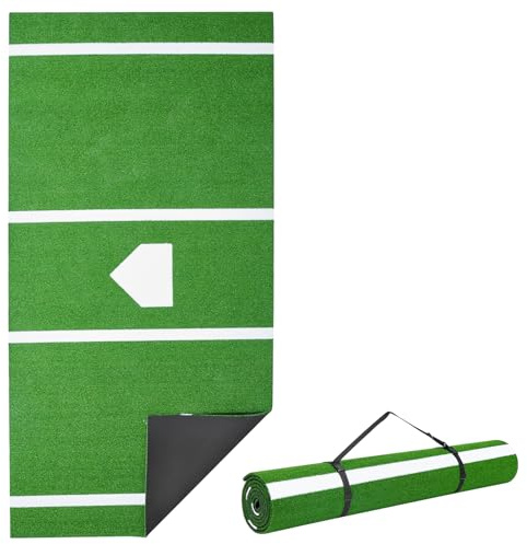 VEVOR 12x6ft Baseball/Softball Batting Mat with Home Plate - Anti-Fade Turf, Portable Hitting Trainer for Cage/Indoor/Outdoor Practice (Green, 12 * 6FT)