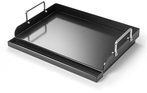 Universal Grillplatte für Weber Gasgrills und Holzkohlegrill, BBQ Plancha Grillplatten, Flache Einlegeplatte mit fettnut abnehmbaren Griffen, Antihaftbeschichtete Gasgrill, 43x30x7cm