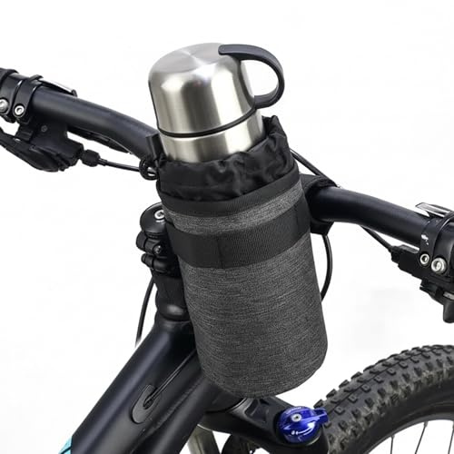 Bike Cup Holder - Bike Drinks Holder Kids, Insulated Bikes Water Bottle Holders, Universal Fit for Mountain, Road, Cruiser, Scooters, eBikes, Handlebar with Strap and Mesh Pocket for Mountain Touring