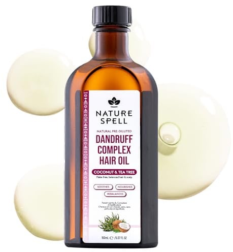 Nature Spell Dandruff Complex Hair Oil, Pre-Diluted Scalp Oil, Vegan, 150ml | Helps Reduce Flaking & Soothes Scalp, with Coconut & Tea Tree, Balances & Nourishes, for All Hair Types
