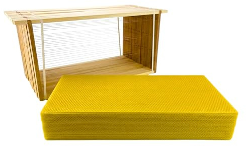 Kombi 140 Zander Rähmchen mit geraden Seiten 477 x 220 mm + 10 kg Mittelwände aus Bienenwachs im Zandermaß