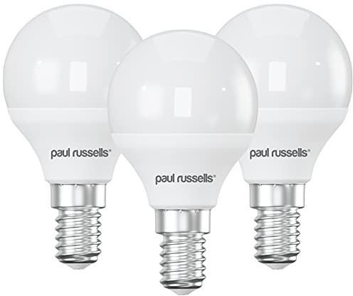 paul russells LED Light Small Edison Screw E14, 60w Equivalent, 6.5W 806LM LED Bulbs, 4000K Natural Cool White, Mini Globe Frosted G45 SES Golf Ball Energy Saving (Not Dimmable) Lightbulbs, 3 Pack