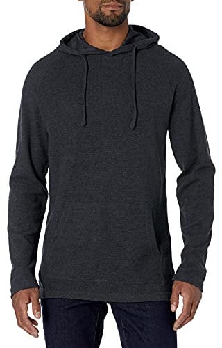 Amazon Essentials Men's Long-Sleeve Slub Thermal Pullover Hoodie (Previously Goodthreads), Charcoal Heather, L Tall