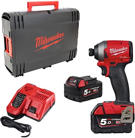 Milwaukee 4933464088 Kompakter Schlagschrauber 18 Volt 1/4 Zoll 5,0 Ah Fuel Technologie Koffer Heavyduty, 1/4 Zoll