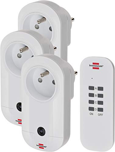 Brennenstuhl Set 1 Fernbedienung und 3 Comfort-Line Empfänger (einfaches Ein- und Ausschalten von elektrischen Geräten, Verwendung im Innenbereich IP20, Reichweite bis 25 m), Weiß