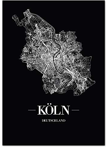 JUNIWORDS Stadtposter - Wähle Deine Stadt - Köln - 30 x 40 cm Poster - Schrift A - Schwarz