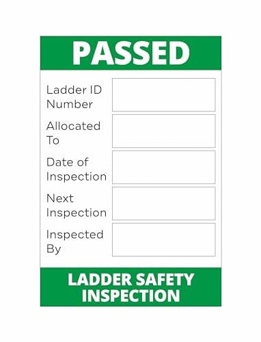 Passed Ladder Safety Inspection Self Adhesive Vinyl Stickers Health and Safety Business Pack of 10 76mm by 51mm Each
