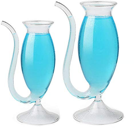 Brandy Pipe Sipping Glass Port Pipe Port Sipper Wine Glass Cup Mug with Drinking Tube Straw Transparent