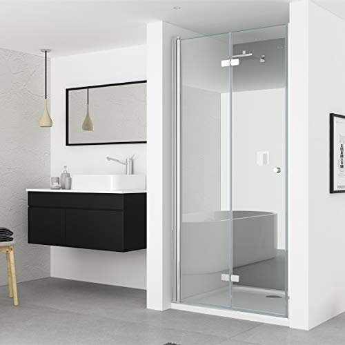 IMPTS 120cm Falttür Duschtür Duschkabine Nische Rahmenlos Duschwand Duschabtrennung 6mm ESG Sicherheitsglas 185cm,OHNE Duschwanne